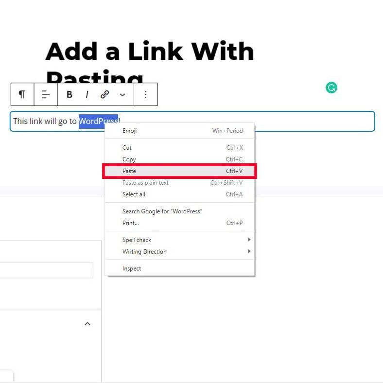 Add a Hyperlink by Pasting in WordPress