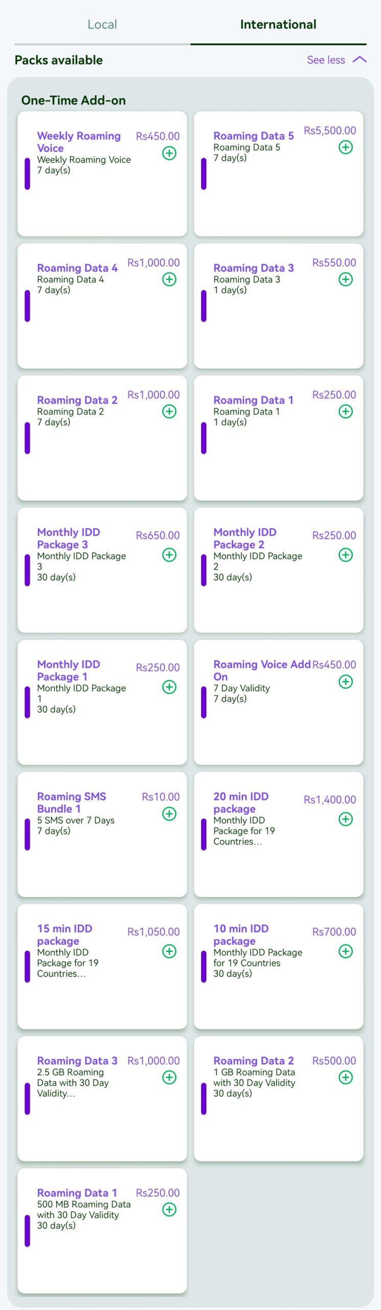 International Packages offered by ONIC International Packages offered by ONIC