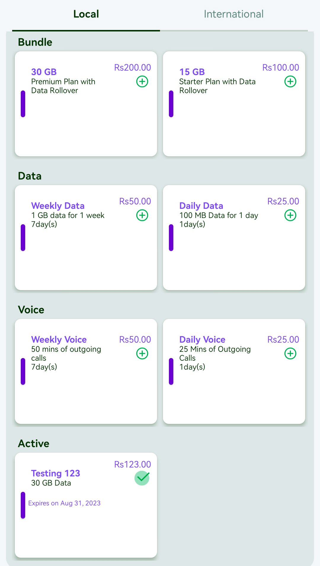 Local Packages offered by ONIC local pakcages offered by ONIC