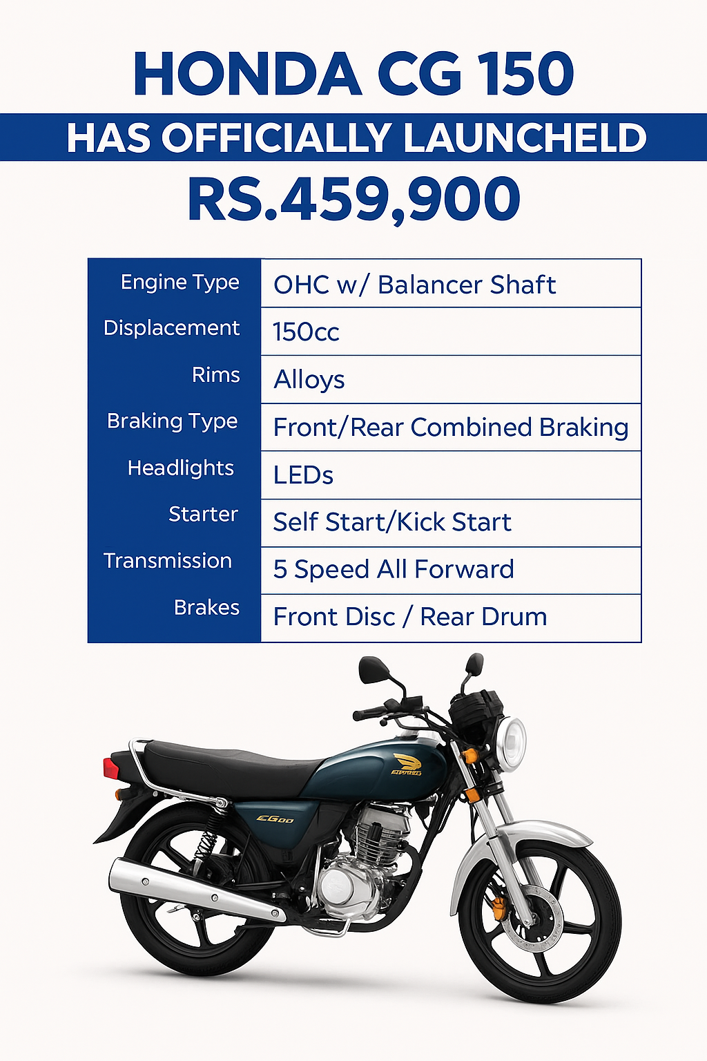 CG 150 Sepcifications